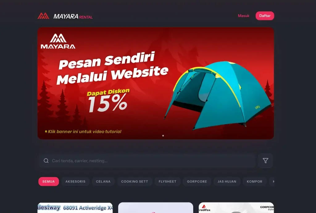Mayara Sebagai Website Sewa Alat Camping di Tempat Camping di Kopeng yang Lagi Hits